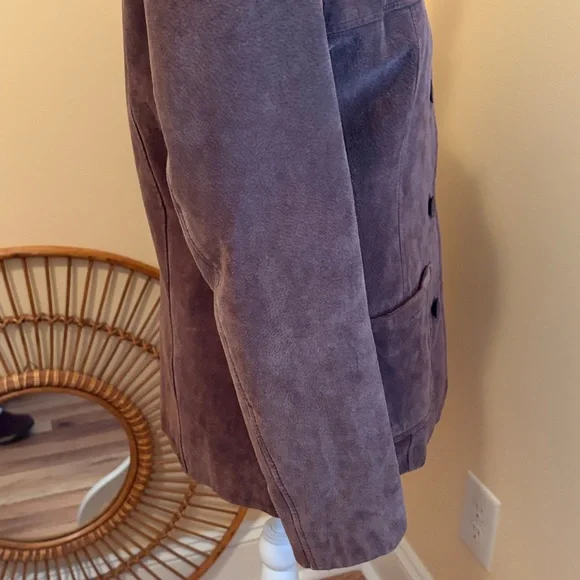 Vintage 90’s Suede Blazer Coat Cocoa Brown Chocolate Wilsons Leather women Small - Picture 15 of 16